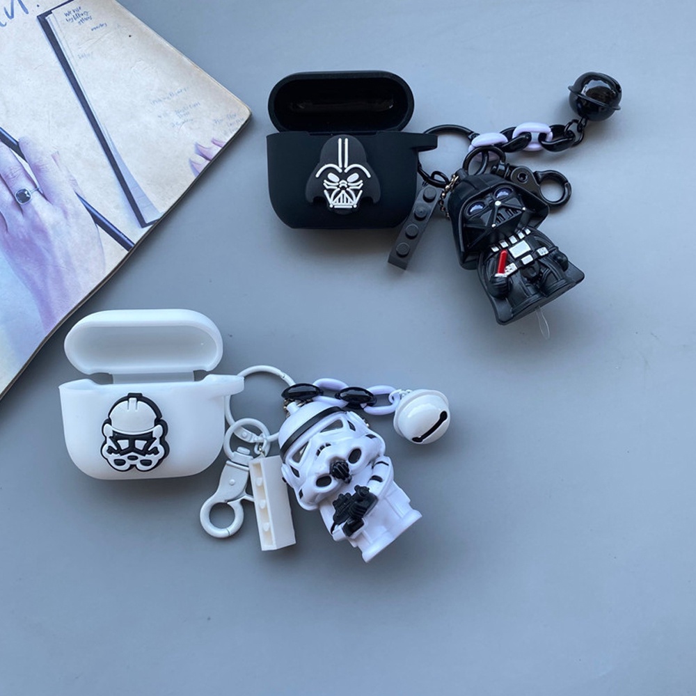 Case Bahan Silikon Motif Kartun Dengan Gantungan Kunci Untuk AirPods Pro