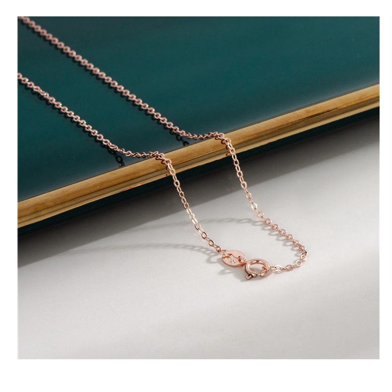 18K Rose-gold 7 gaya rantai 100% Nyata 925 rantai perak murni Desain Berbeda Disepuh Rose-Gold Kalung 40-45 cm 18K Emas Link Wanita di Korea Grosir sederhana