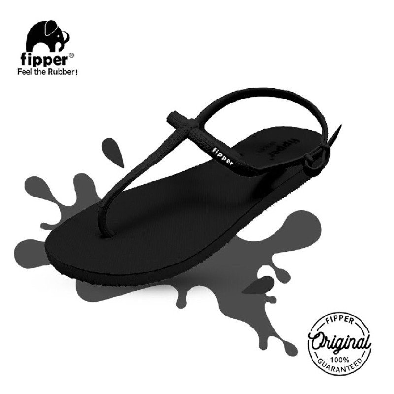 FIPPER STRAPPY BLACK / BLACK - sandal tali wanita