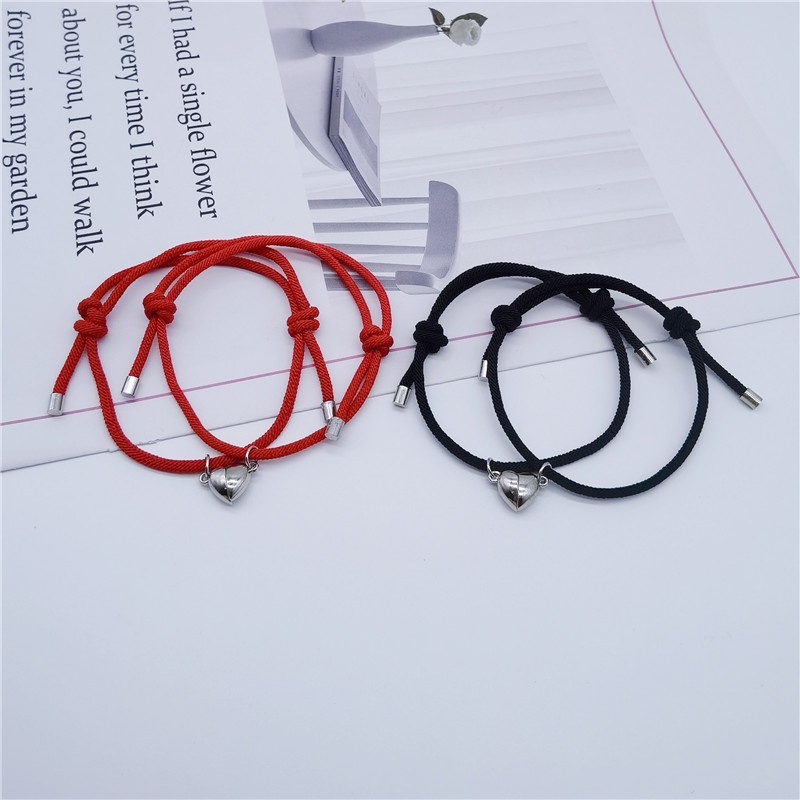 2 Pcs Gelang Cinta Pasangan Tali Kepang Magnetik Gaya Cina Untuk / Pria / Wanita