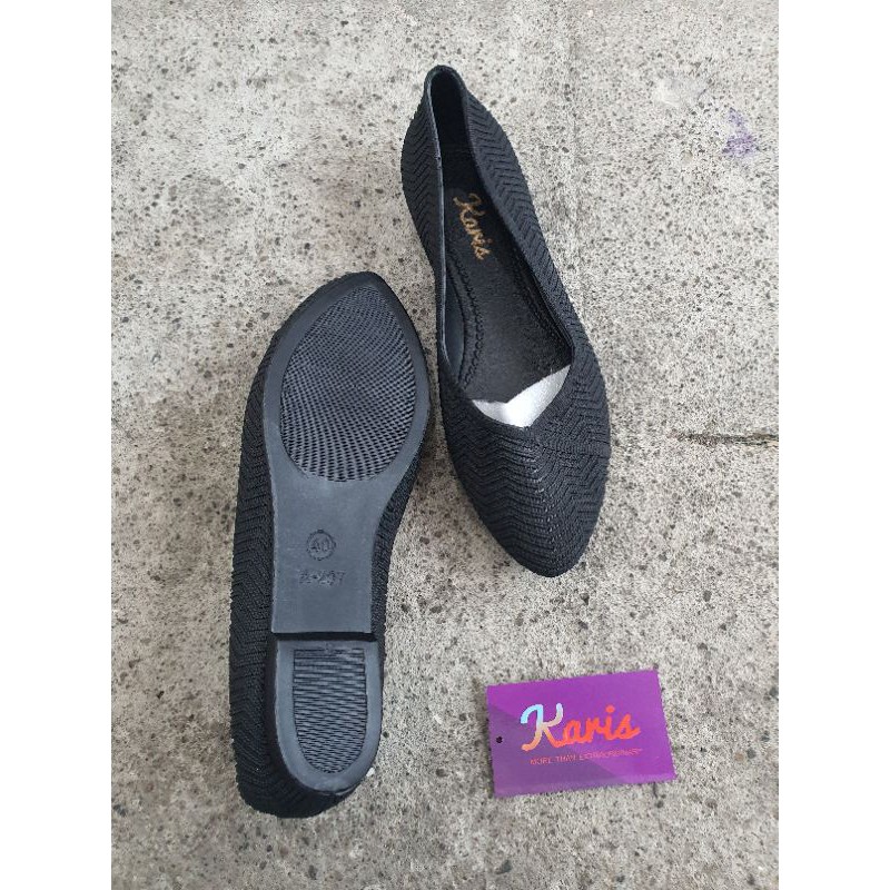 SEPATU KERJA WANITA FLAT SHOES KARIS 207 KARET LENTUR RINGAN