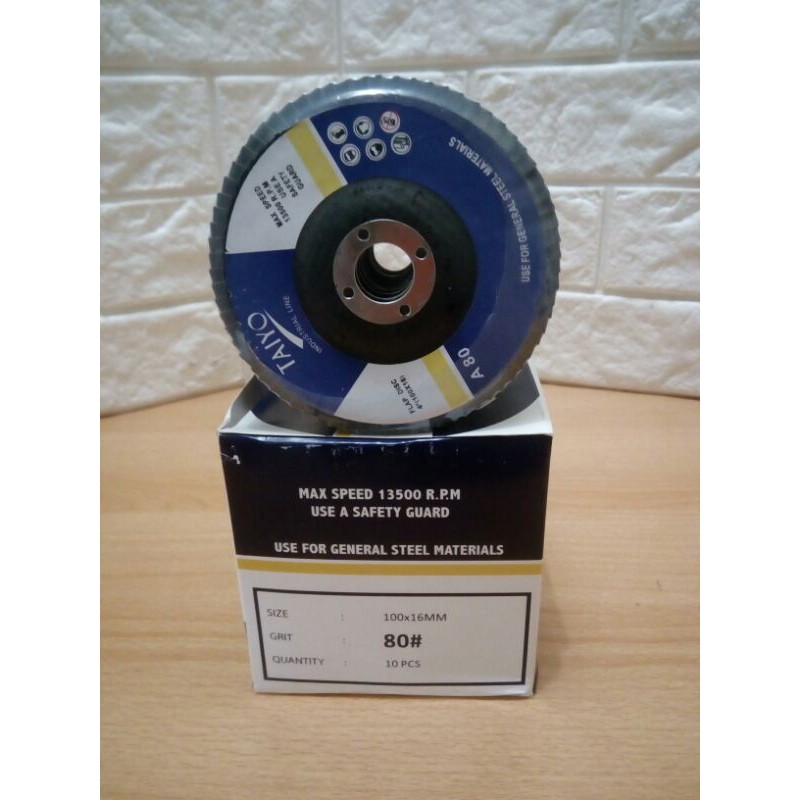Taiyo mata gerinda amplas susun grit.80 4" flapdisk amplas susun slepan amplas 10pcs
