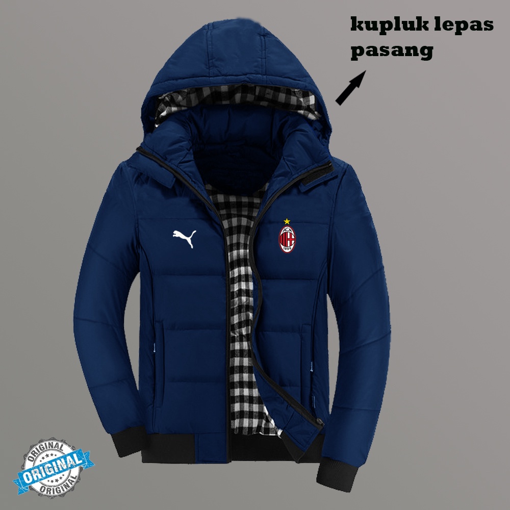 Jaket Parka Pria Logo Ac Milan / Jaket Semi Parka Premium / Jaket Bomber Pria Murah / Jaket Taslan O