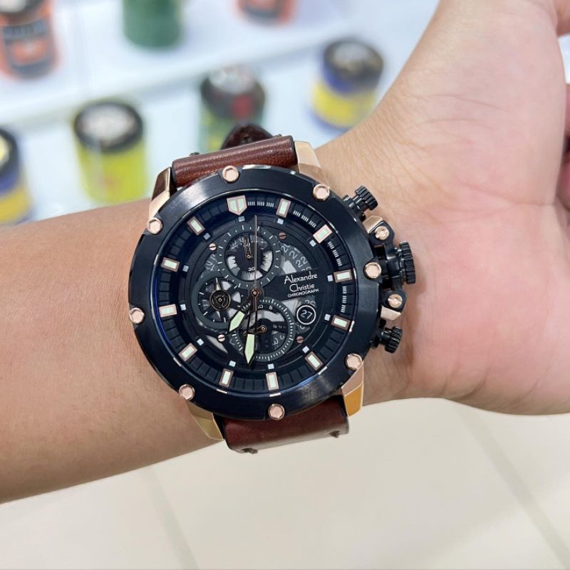 alexandre Christie 6564 coklat rosegold kulit