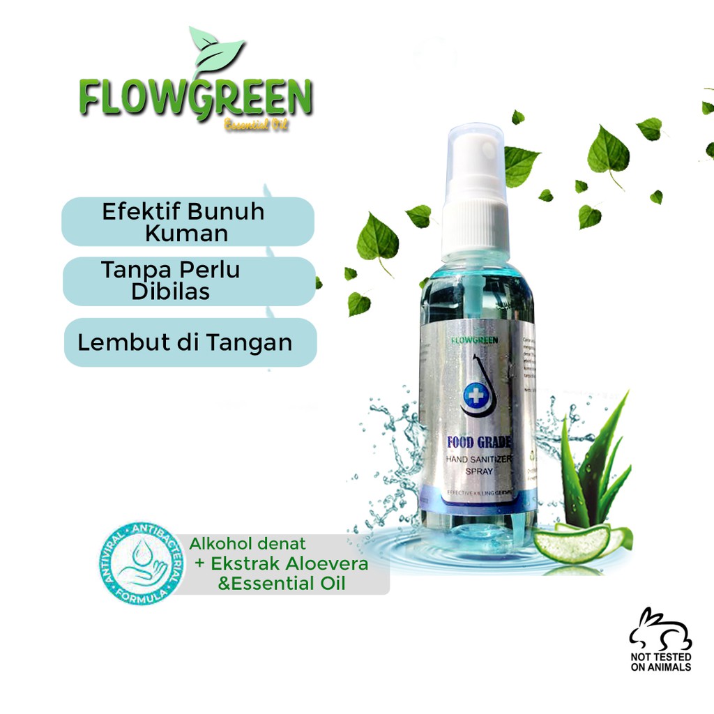 FLOWGREEN HAND SANITIZER FOODGRADE AMAN LEMBUT DI TANGAN TIDAK PERLU DIBILAS