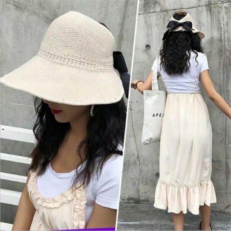 Topi Pantai Pelindung Sinar Matahari Import Rajut Sun Visor Hat S11