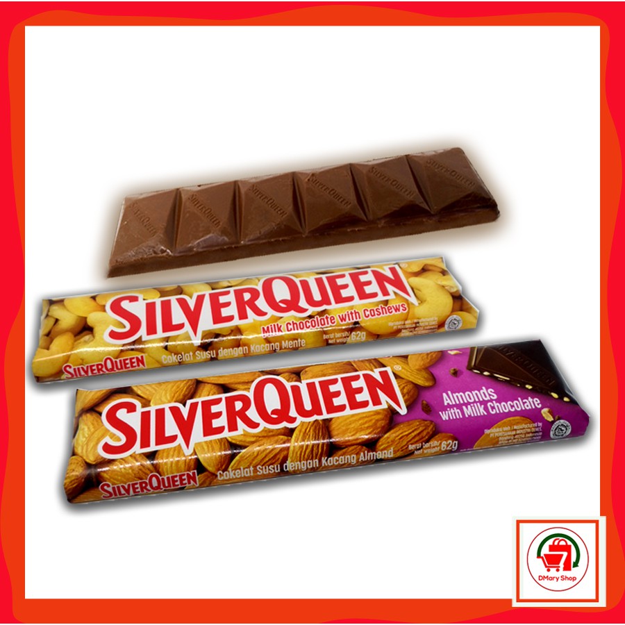 

Silverqueen Almond Dan Cashews Mente Milk Chocolate 58 Gram