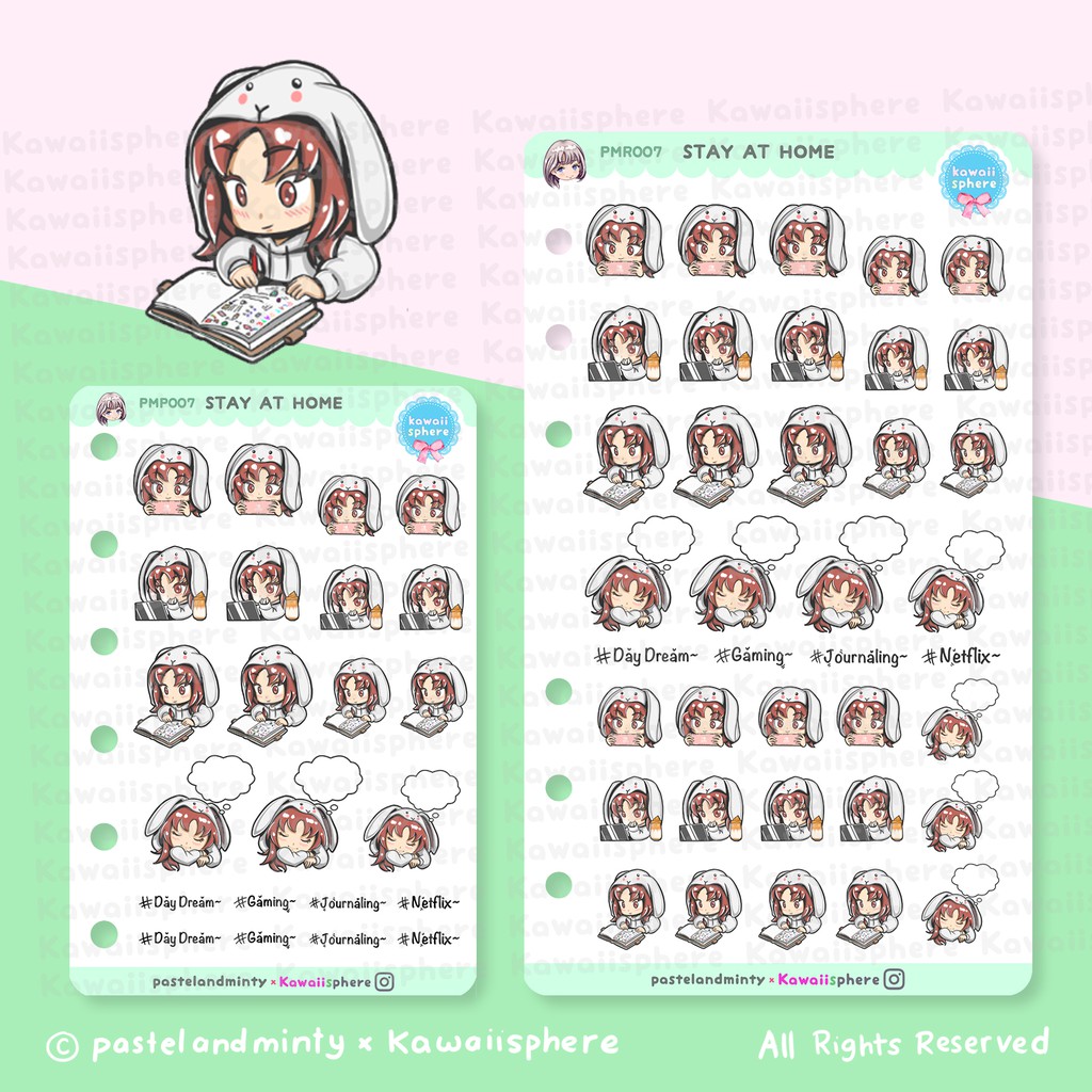 

Stay at Home | A6 / A7 Ring Planner Refill Sticker Pastelandminty
