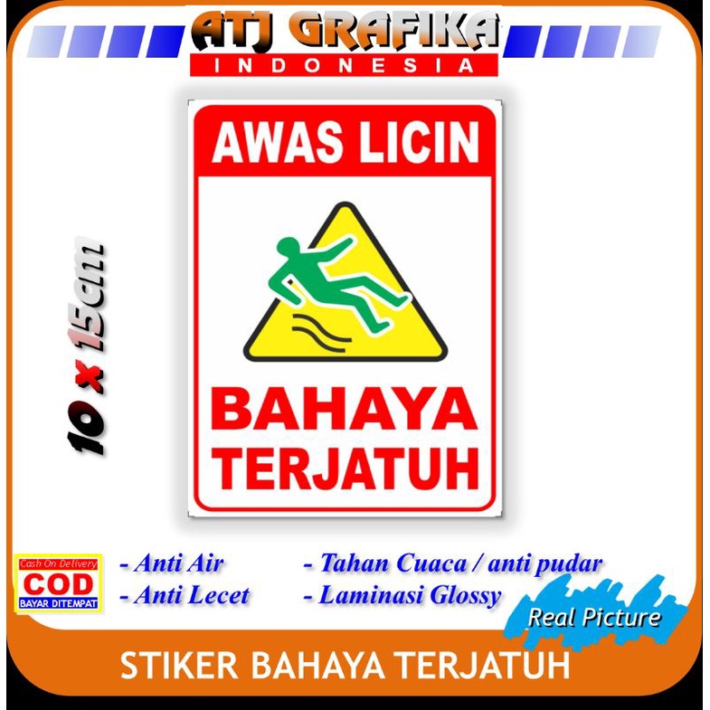 

Sticker awas licin stiker bahaya terjatuh lantai basah K3