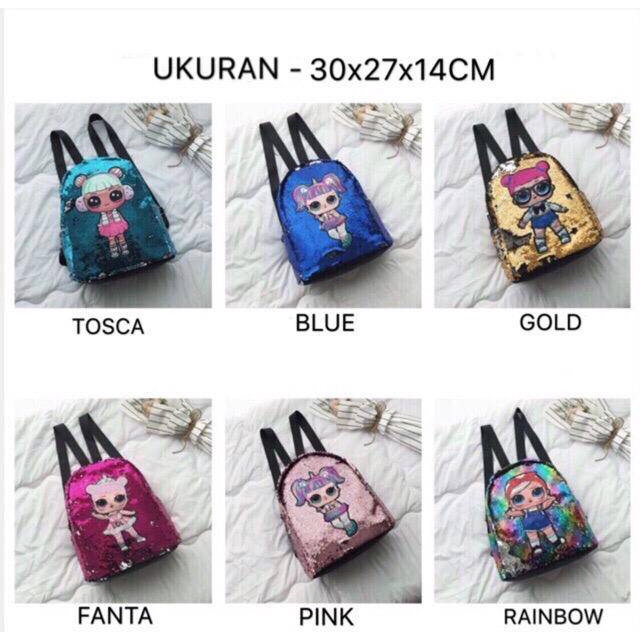 (lolipop) Tas Anak Karakter LOL NO LED Blink /Tas penyimpan / Tas Blink mata 30x27x14cm, telinga 30x25x13cm