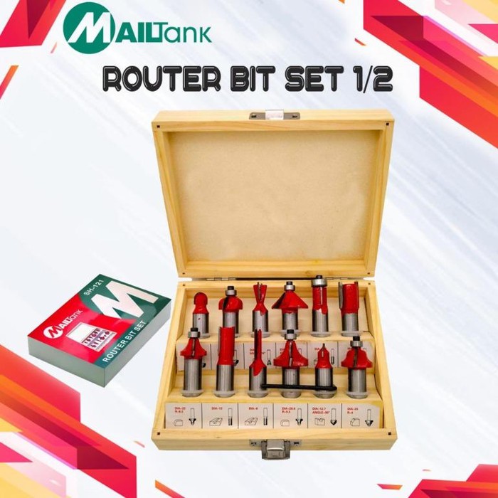 MAILTANK SH - 121 mata profil kayu set 12 pcs router bit set 12 Router 12pcs mata profil ass 1/4inch