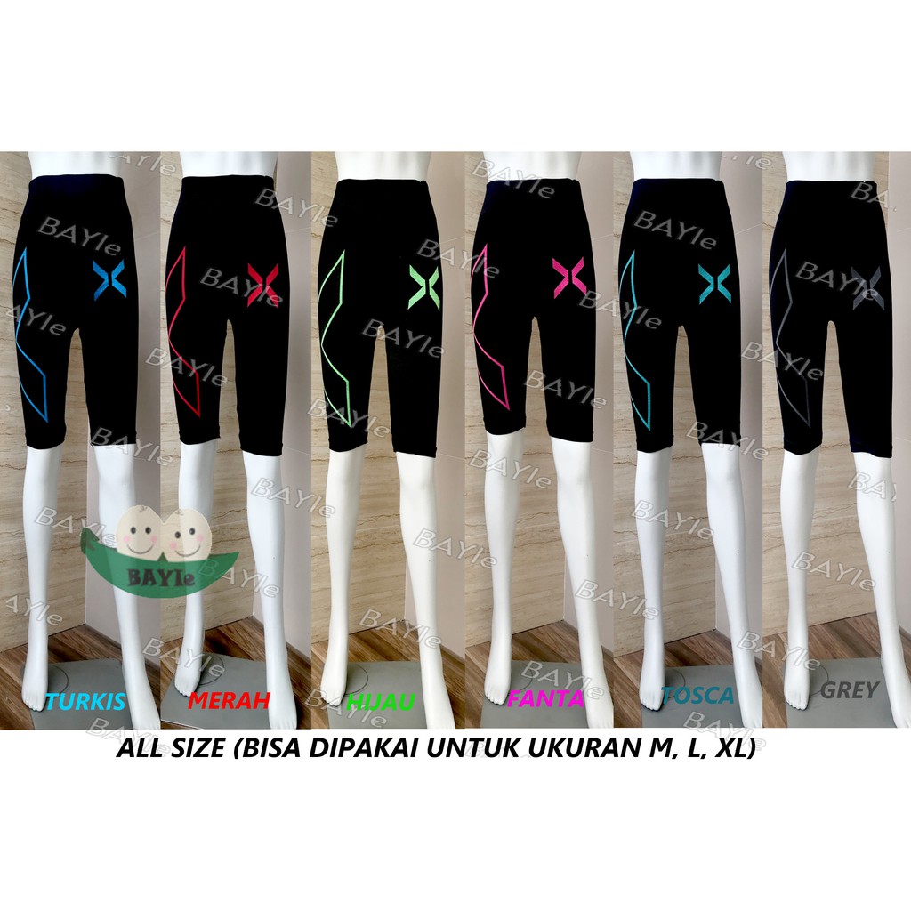 BAYIe -2519 Celana Legging 3/4 Senam Wanita/Olahraga/Sport Zumba/Aerobic/Yoya/Gym Import FEMA SPORT