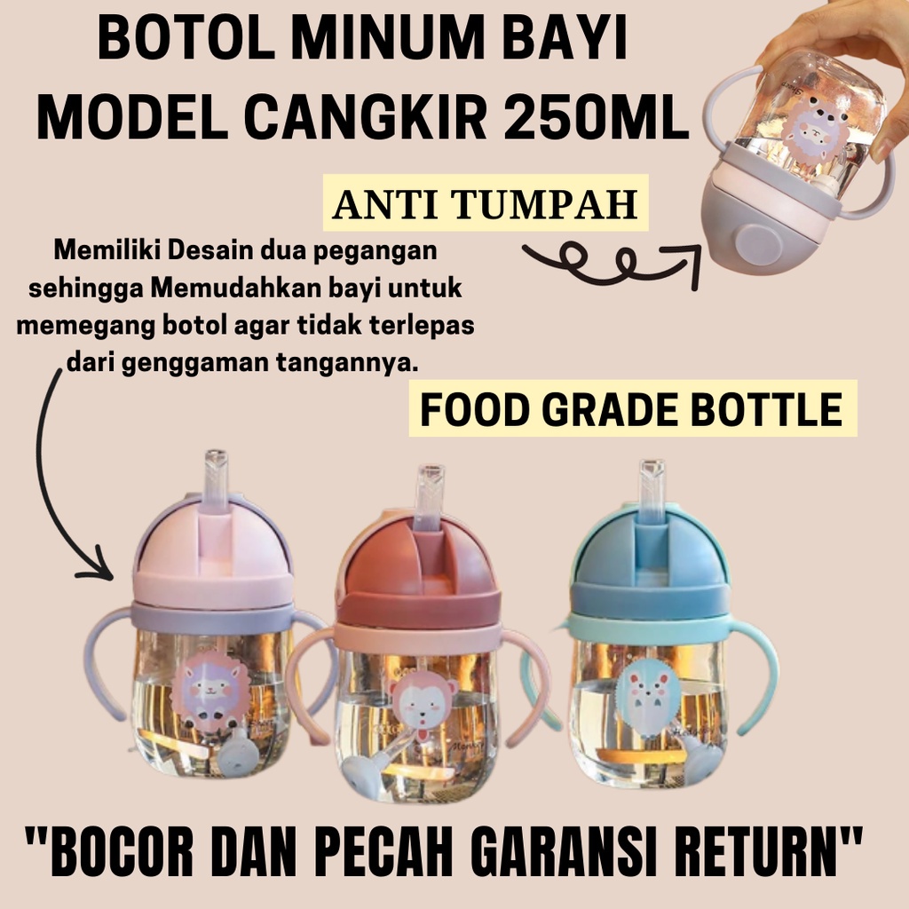 【COD+Dalam stok+Pengiriman Cepat】YUN Mall Botol Minum   Bayi Gelas Anak Botol Minum Bayi Gelas Anak Balita Botol Air Training Cup Baby Anti Bocor Import 300ml