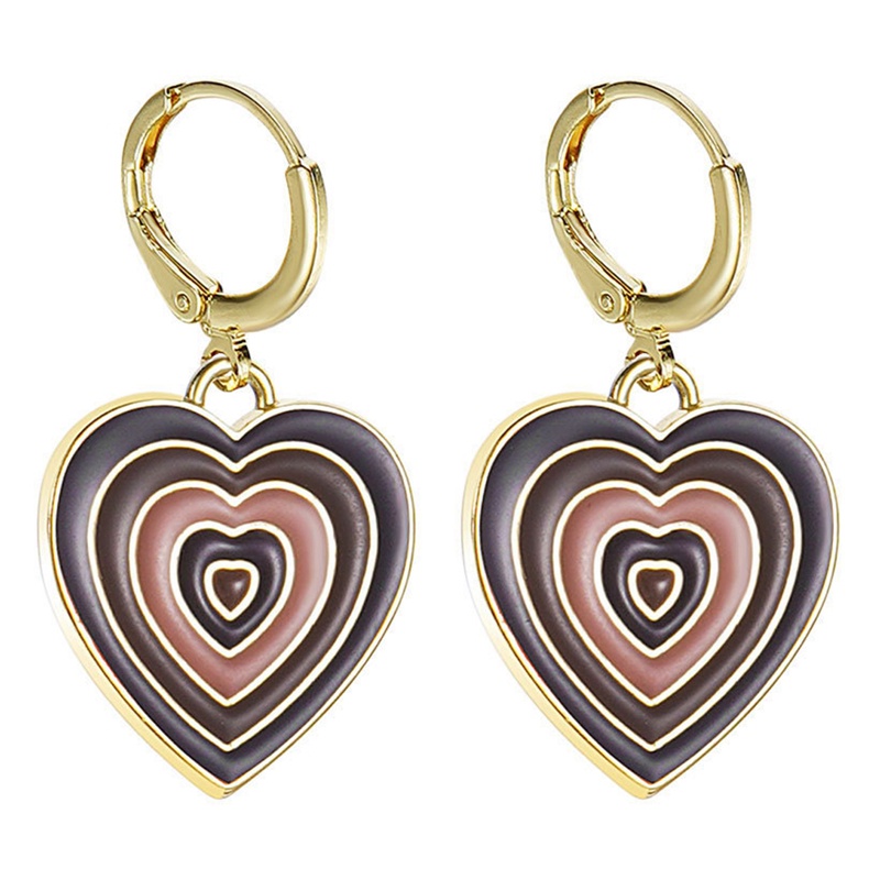Anting Menjuntai Multi Layer Bentuk Hati Warna-Warni Bahan Enamel Y2K Untuk Wanita