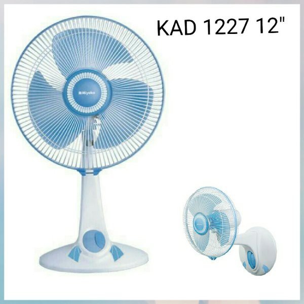 MIYAKO 2 IN 1 DESK FAN + WALL FAN / KIPAS ANGIN KAD-1227 B (12 INCH) GARANSI RESMI