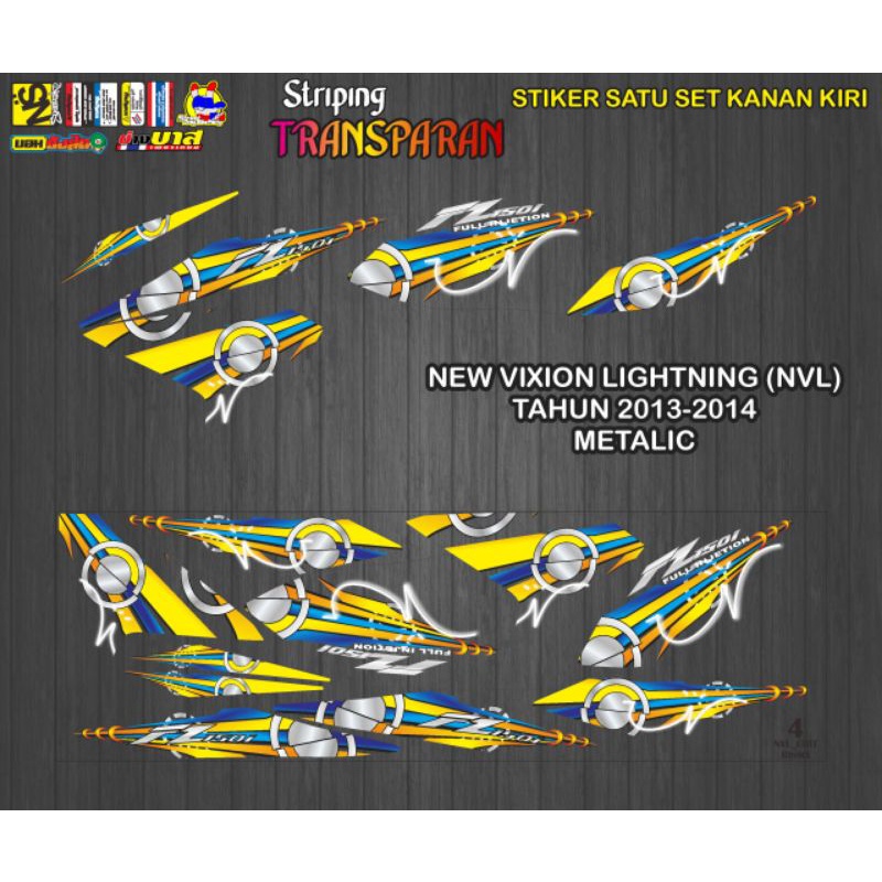 STIKER VARIASI TRANSPARAN DECAL VIXION NEW LIGHTNING NVL TAHUN 2013-2014 METALIC