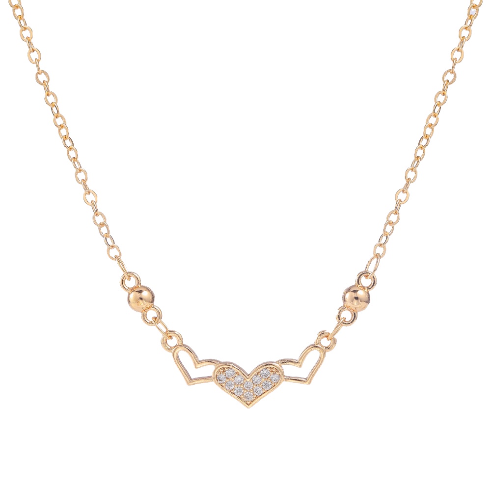 Cod Kalung Cinta Berhiaskan Titanium Wanita Berlian  Grosir Murah Kalung Model D066