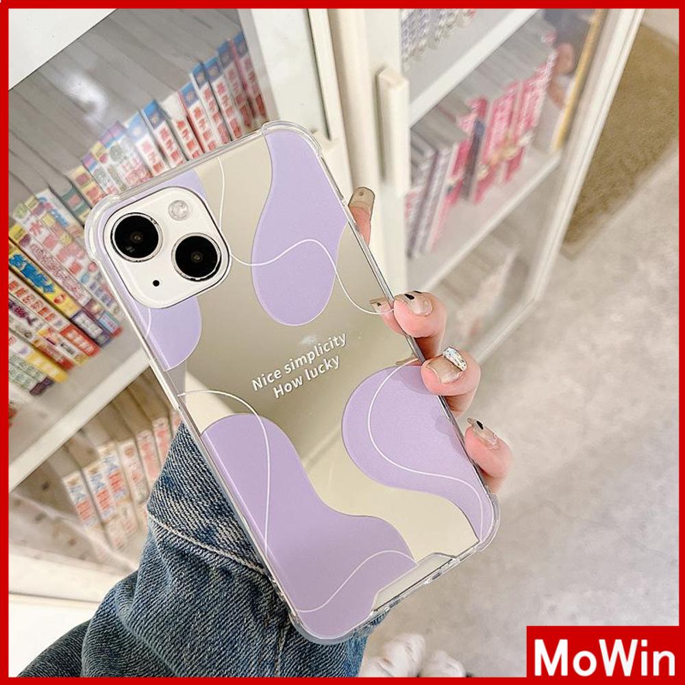 iPhone Case Luxury Acrylic Mirror Airbag Shockproof Protection Camera Romantic Purple Simple Compatible For iPhone 11 Pro Max 13 Pro Max 12 Pro Max 7Plus xr XS Max