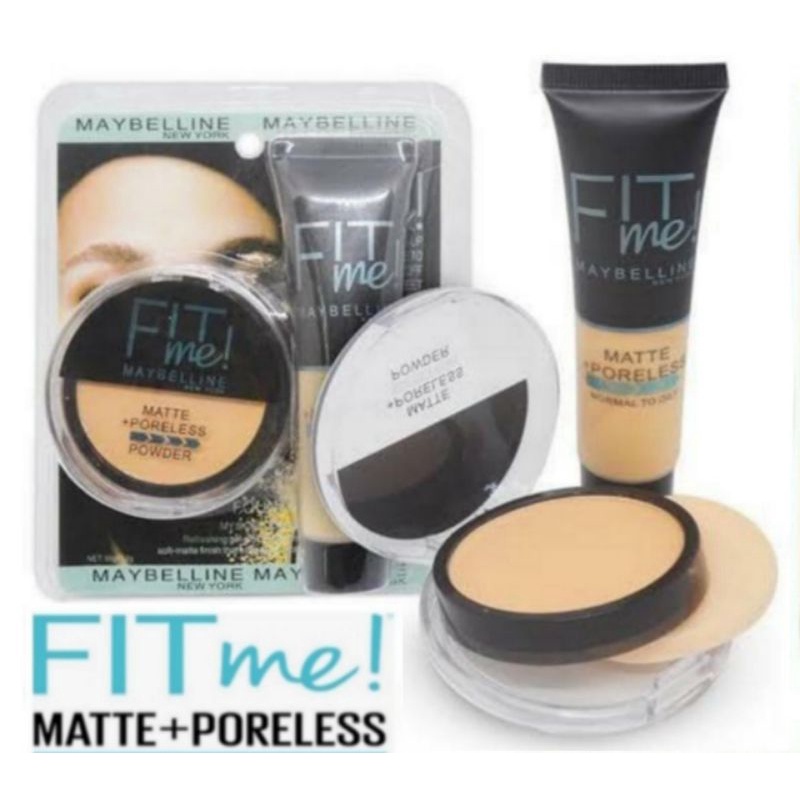 [1Set] Foundation plus Bedak Maybelline New Fit me 2 in 1