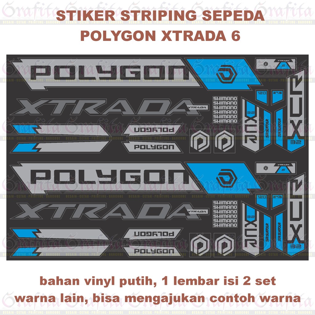 (1lbr = 2set) Stiker Striping Polygon XTRADA 6