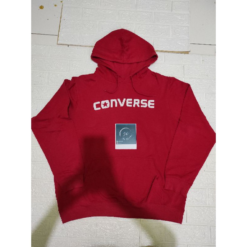 Hoodie Converse Size L Merah + Crewneck Lacoste Abu Size L fit Xl