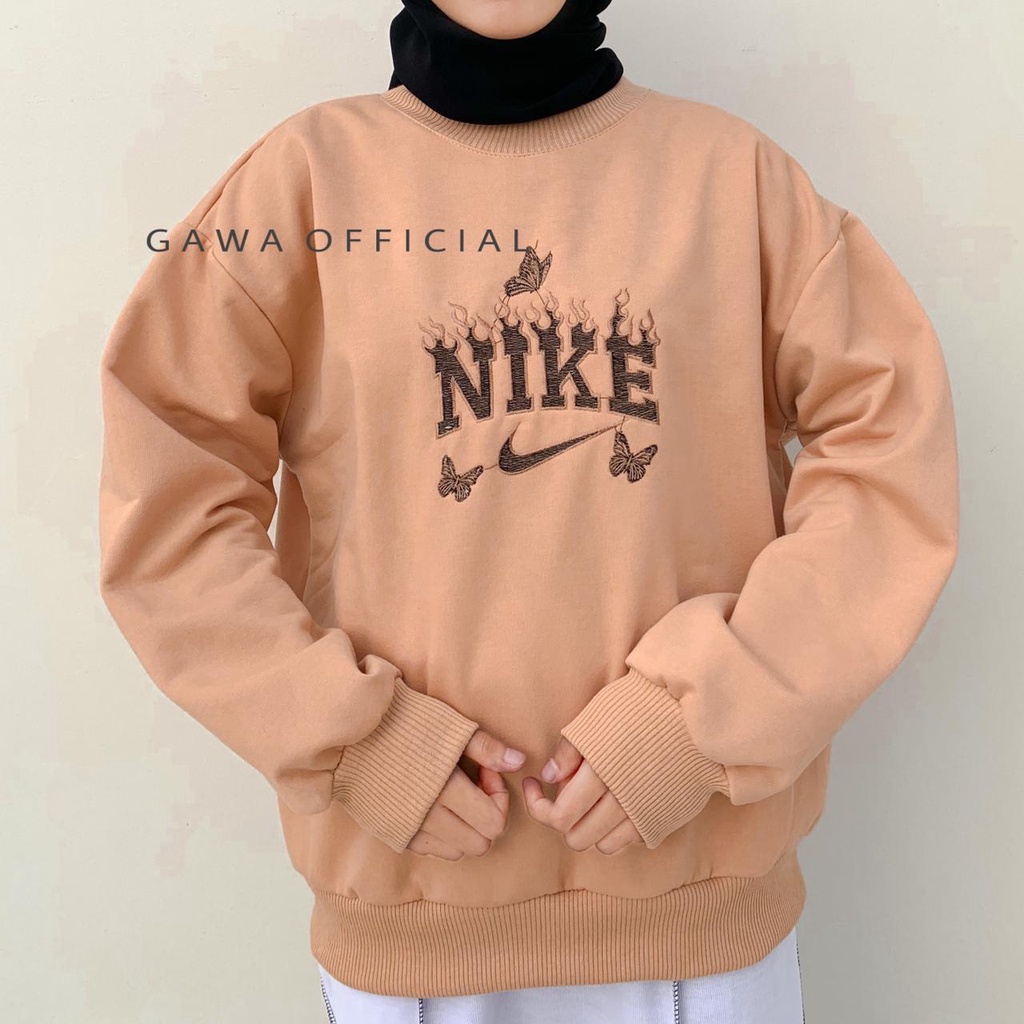 SWEATER OVERSIZE WANITA NIKE BUTTERFLY CREWNECK  SWEATER WANITA PRIA SWEATER KOREA-2