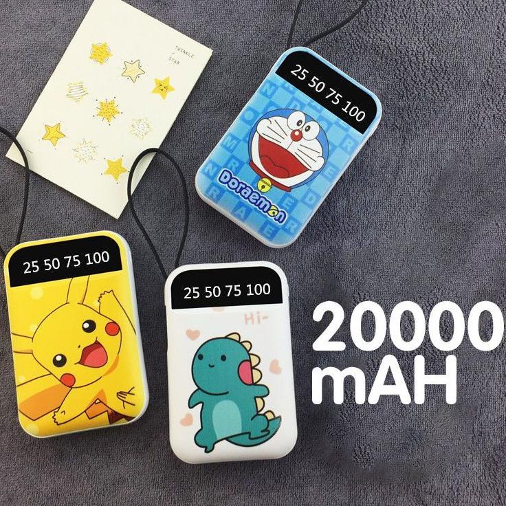 SPJ.19Au22ᴿ ▪ PowerBank 20000 mAh Cute Mini Kartun Mirror Screen Digital Display PowerBank External 