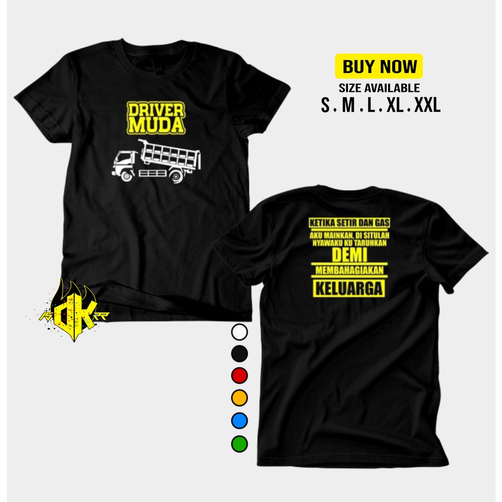 Kaos Baju Sablon Komunitas Mobil DRIVER MUDA TRUCK  katun Combed 30s