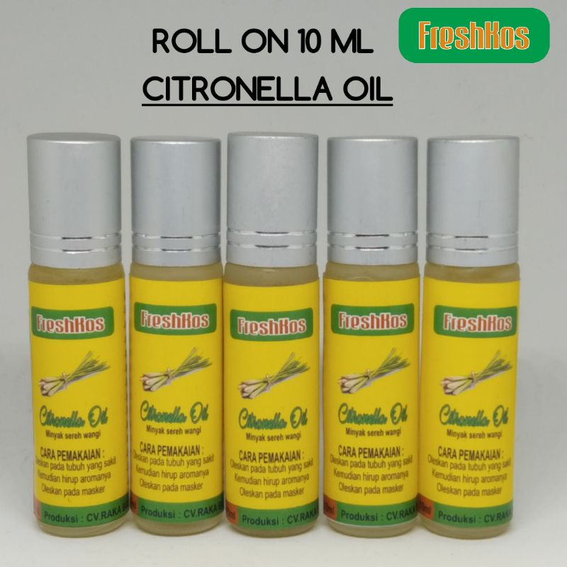 FRESHKOS Minyak Sereh Wangi Cympobogon Nardus Roll On 10 ml obat asam urat , rematik dll