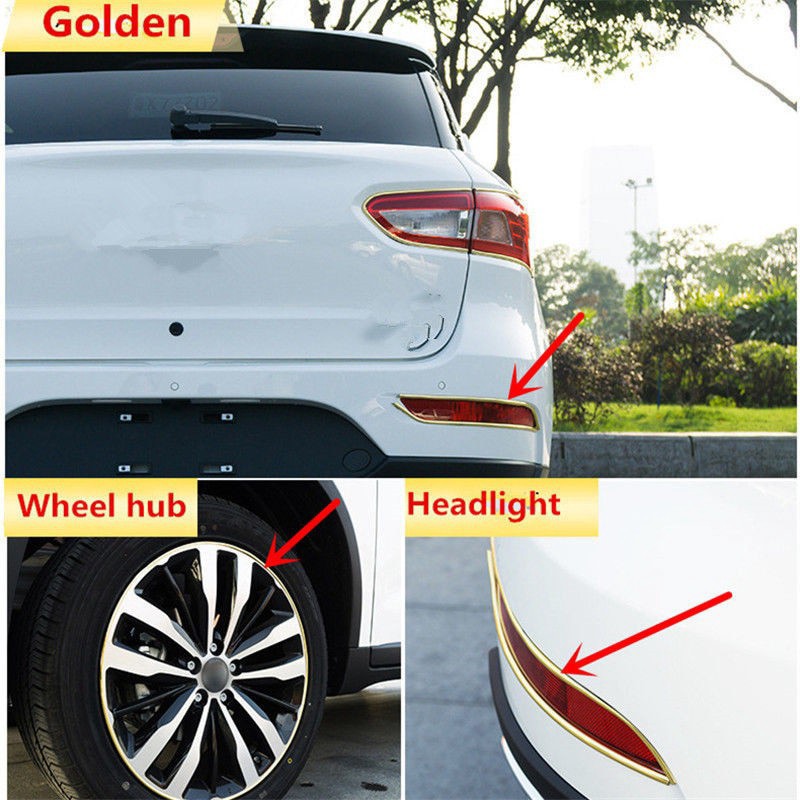 2M 8M Mobil Chrome Wheel Rim Hub Protector Cahaya Bingkai Grille Klip Strip Sticker