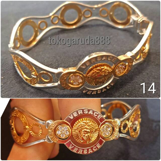 Gelang tangan dewasa anak anak dan dewasa emas putih asli kadar 750 75% model keroncong vercase selisih ukir cantik