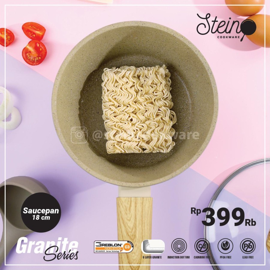 Stein Steincookware Sauce Pan 18cm Plus Lid / panci masak dengan gagang