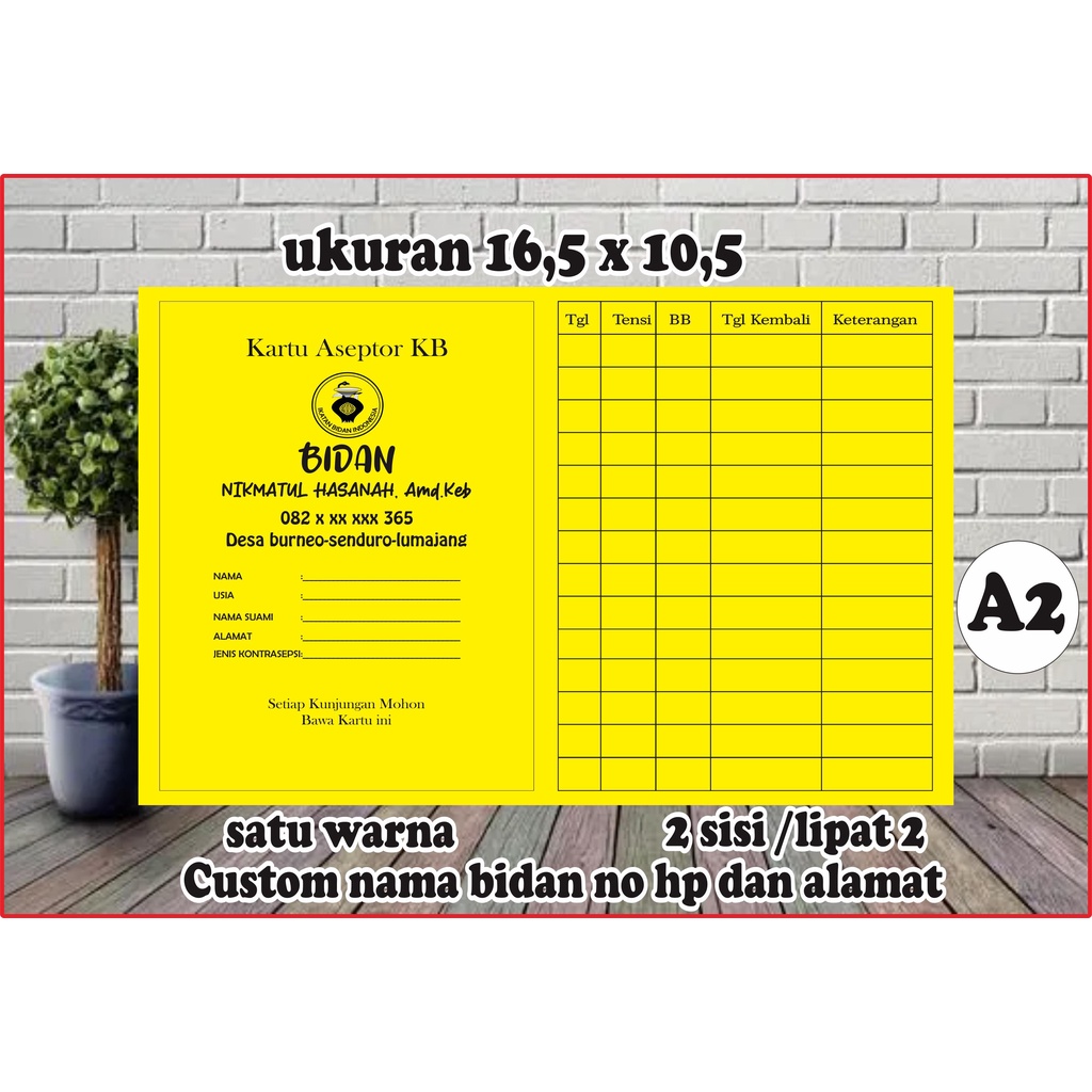 

Kartu Akseptor KB - Kartu KB - Kartu KB lipat 2 - Kartu KB Bidan (1 Warna)