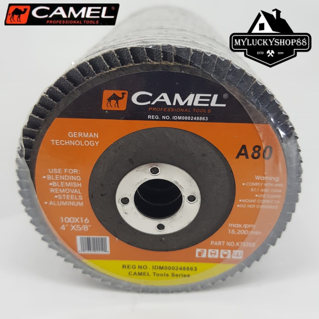 Flap Disc Sand Grit 4&quot; Inch 100 mm A80 Amplas Gerinda Susun Camel 80