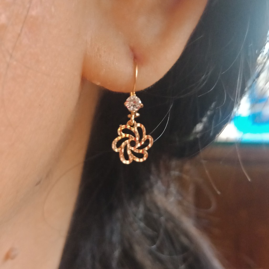 Anting anak dan dewasa emas asli kadar 700 70% 22 setengah g gr gram gold love ukir timun bintang bunga