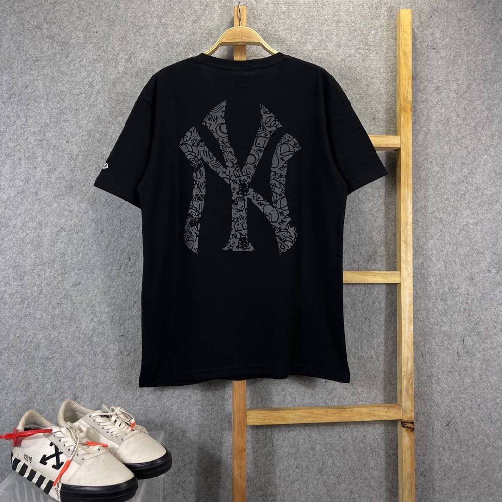 KAOS MLB YANKEES NY LOGO BATIK HITAM MIRROR FULLTAG