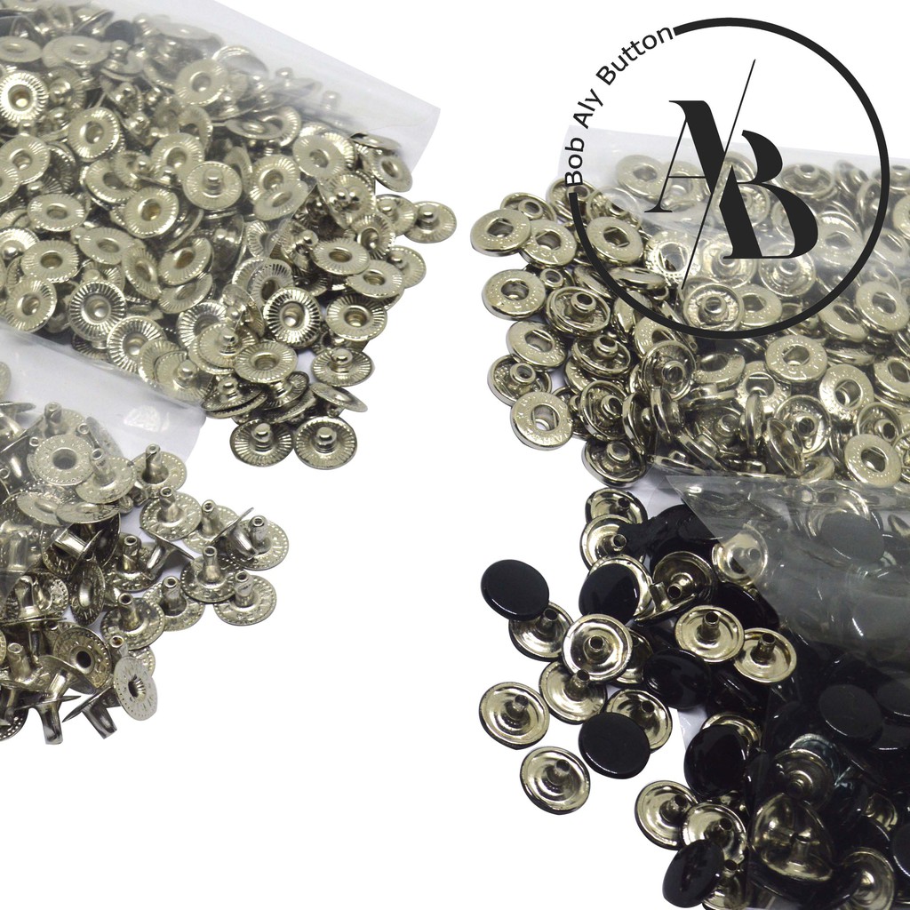 KANCING SPRING SNAP BESI UKURAN 10 MM HITAM PER 50 SET V 230 HITAM