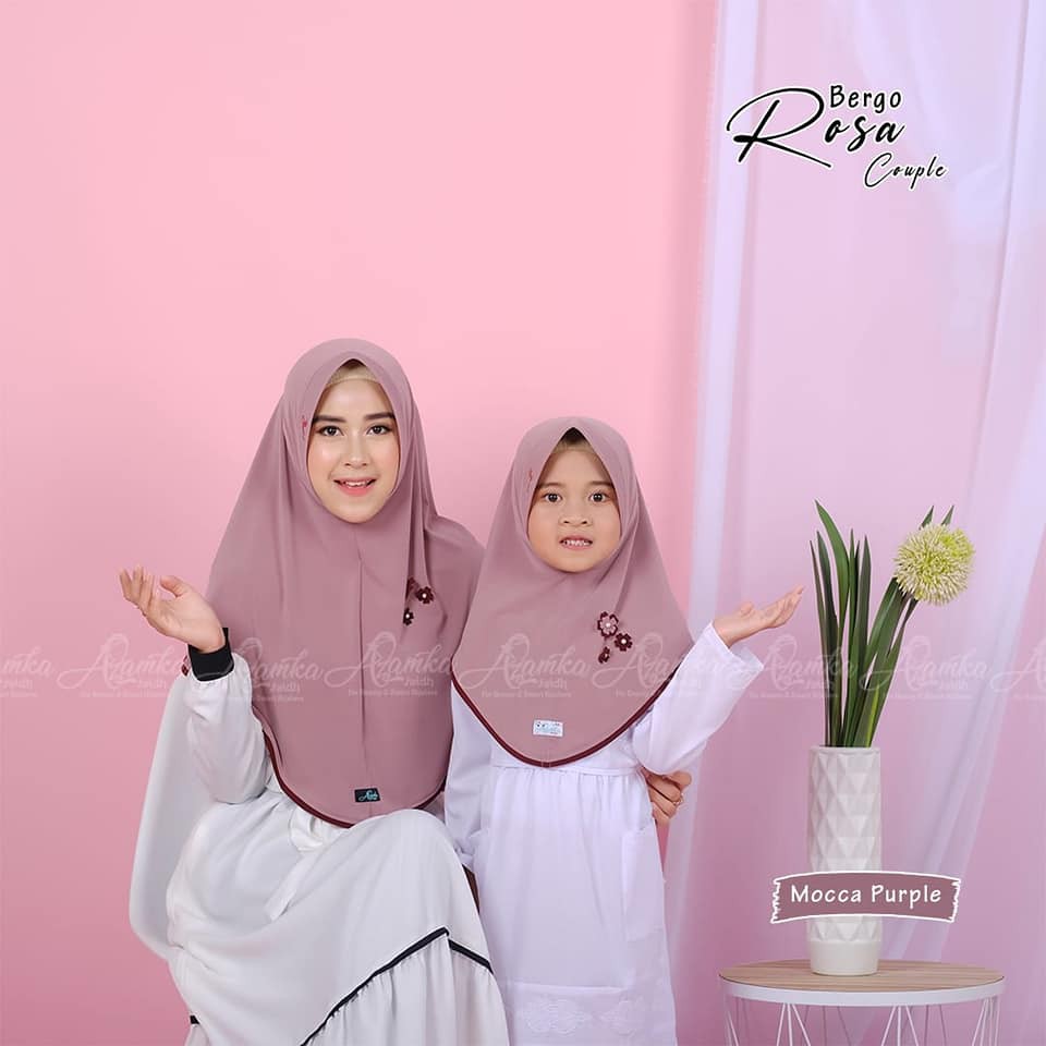 Bergo Rosa By Azamka / Couple Hijab Jilbab Ibu Anak