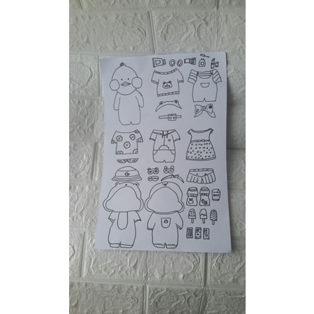 lalafanfan duck paper bp boneka kertas mewarnai, menggunting dan bermain