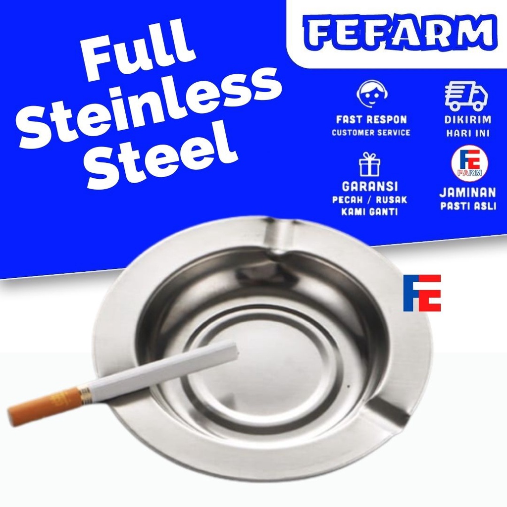 ASBAK ROKOK STAINLESS BENTUK BULAT FEFARM