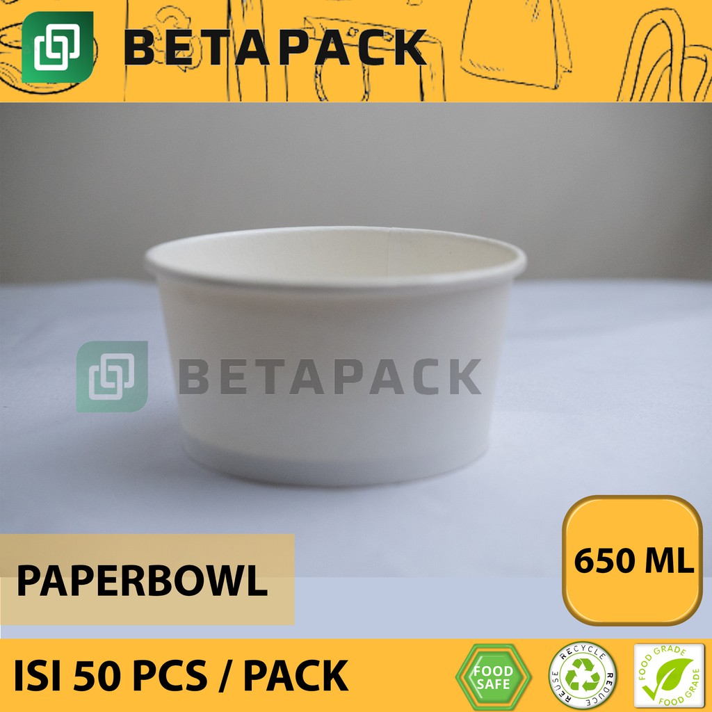 Paper bowl 650ml paperbowl 650 ml microwave tahan panas 50pcs/pack