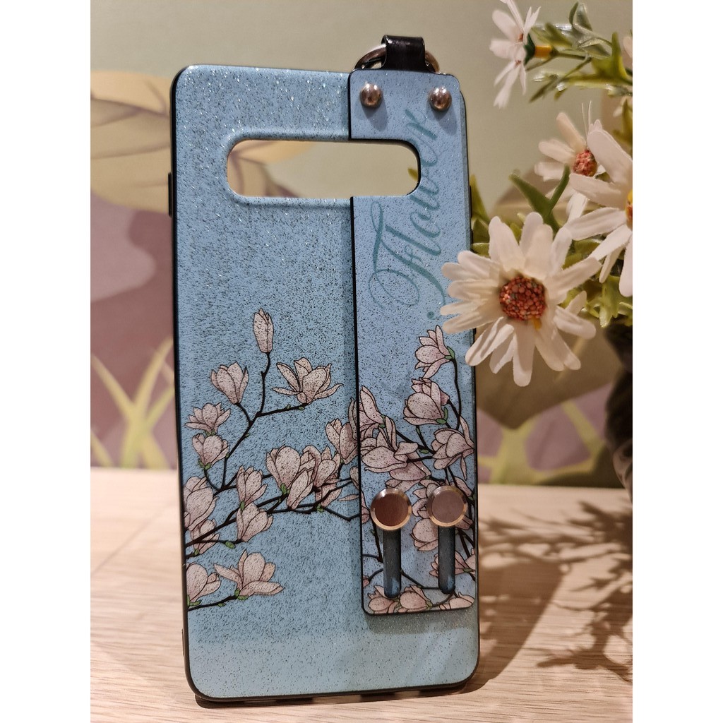 PRELOVED Case Samsung Galaxy S10+ S10 + plus softcase silicon murah BLUE FLOWER GLOSSY