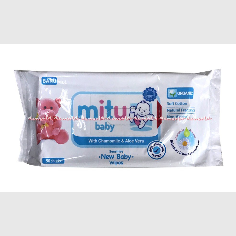 Mitu Baby With Chamomille Chrysanthahum 50lembar Sensitive New Babby Wipes Tissu Basah Bayi