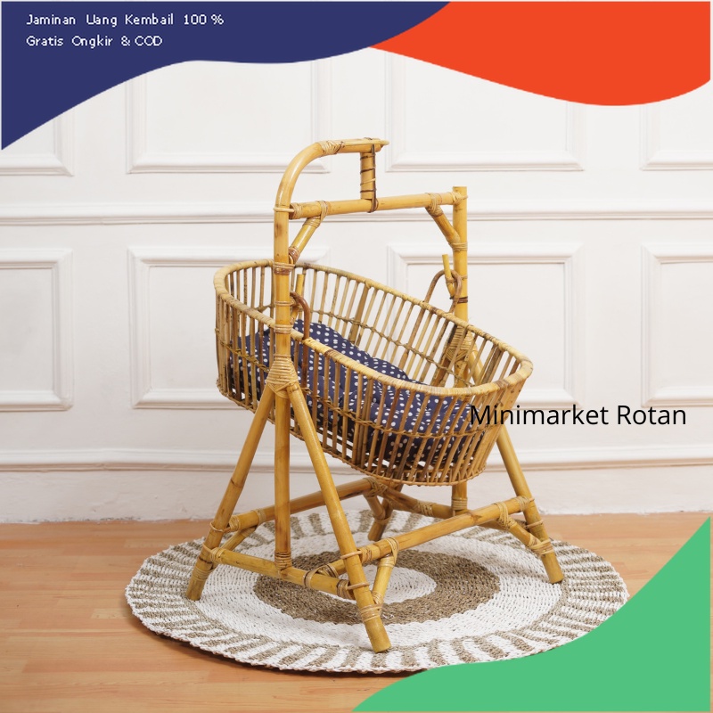 Keranjang Ayunan Bayi laki-laki dan perempuan dari rotan alami - Nyaman Kuat Tahan Lama Dan Kasur Ya