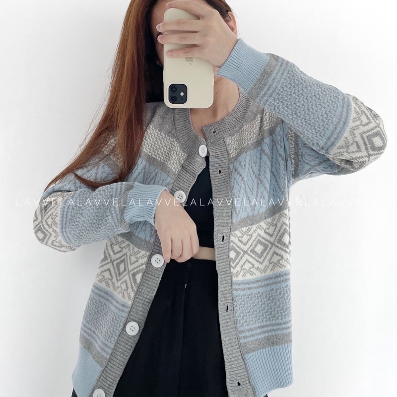 ELEANOR AZTEC KNIT OUTER LAVVELA CARDIGAN IMPORT RAJUT TEBAL