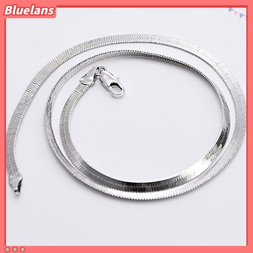 Bluelans Women Men Simple Silver Plated Flat Gift Snake Chain Herringbone Choker Necklace