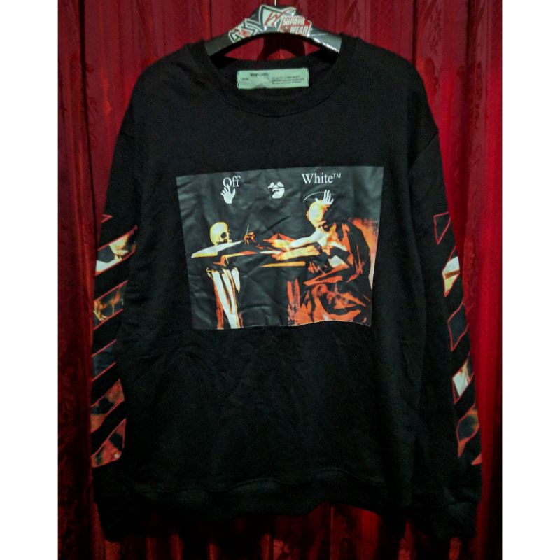 Off white Crewneck Caravaggio preloved warna hitam