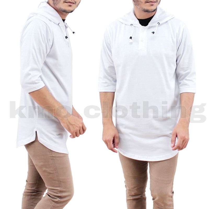 KMO Kaos Kurta Hoodie Pria Muslim Lengan 3/4 / Kaos Kurta Pakistan