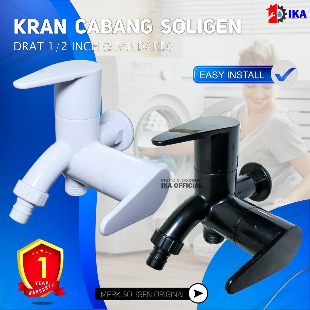 Kran Cabang Shower - Kran Double Engkol Kran PVC SOLIGEN ASLI / Kran Tembok Cabang Kran Cabang Keran Kran Shower Mixer Double