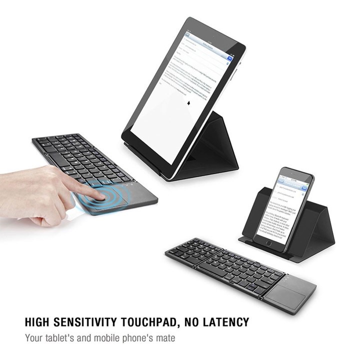 Foldable Keyboard Lipat Bluetooth Wireless Portable Touchpad Folding